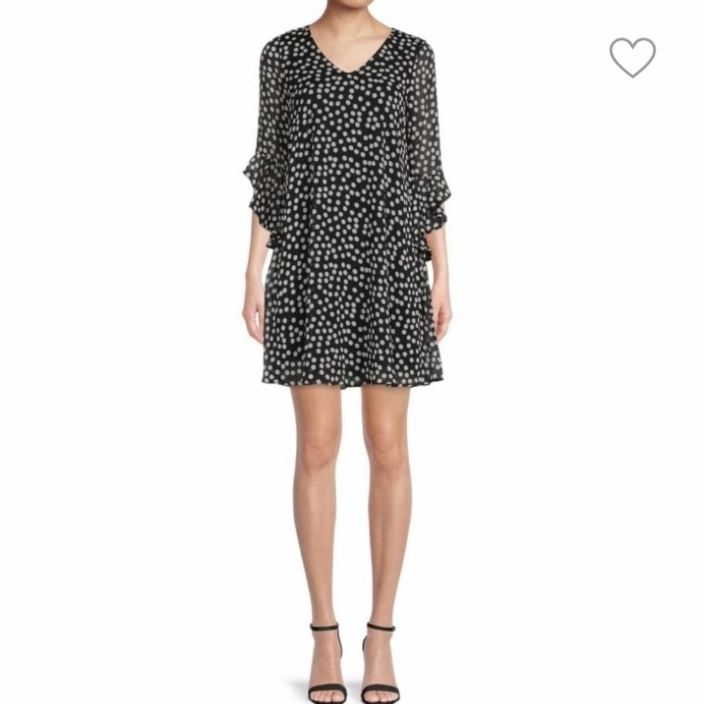 Calvin Klein V Neck Polka Dot Shift Dress